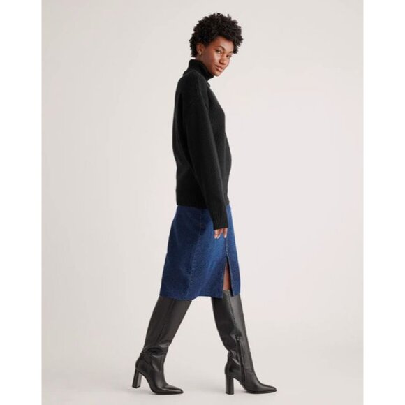 Quince 100% Organic Cotton Turtleneck Sweater Black Small - Picture 4 of 5